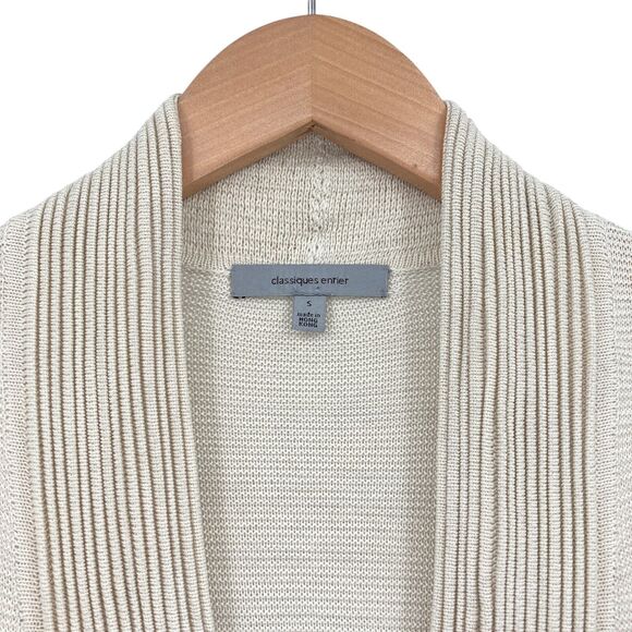 Classiques Entier Cardigan Sweater Womens Small Beige Silk Sleeveless Tie Front - Picture 5 of 14